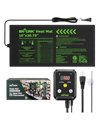 BN-LINK Seedling Heat Mat with Thermostat Controller Combo Set, 10' x 20.75' Plant Heating Mat for Seed Starting with Temperature Control for Indoor Growing, Plants Germination