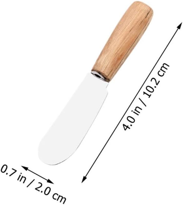 FRCOLOR 6pcs Wooden Handle Stainless Steel Butter Spatulas Baking Tools Heat Resistant Cake Cream Spreaders for Home Kitchen Scraping and Decorating Random Color