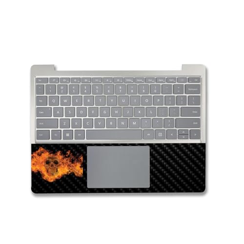 Image of MightySkins Carbon Fiber Skin Compatible with Microsoft Surface Laptop Go 3 (2023) Full Wrap Kit - Fire Skull | Protective, Durable Textured Carbon Fiber Finish | Made in The USA