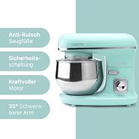 Bomann® Küchenmaschine 1100 Watt | Knetmaschine 5L | inkl. Knethaken, Rührhaken und Schneebsen | für bis zu 3 kg Teig | robustes Spezialgetriebe | Food Processor | Teigmaschine KM 6030 CB mint – Ansicht 4