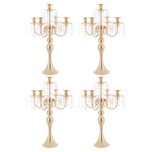 Chandelier 5 bras or pour décoration de table de mariage chic - 8