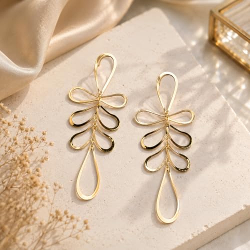 Image of Drop Dangle Earrings Set for Women and Girls | Celebrity Inspired Trendy Stylish Gold Plated Earrings Set Of 1