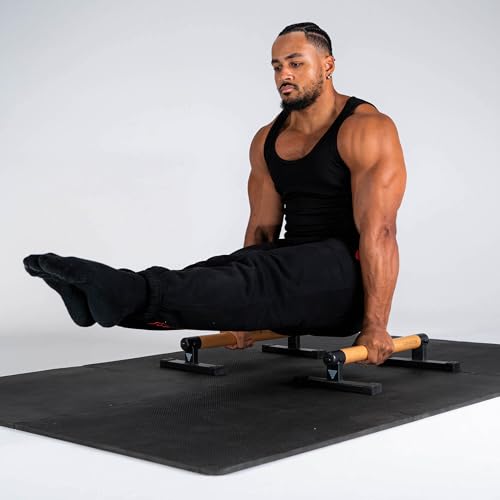 Miniatura 7 de Gornation Premium Barras Paralelas Pro Equipo De Calistenia Para Paradas De Manos, Flexiones Y Más Paradas Óptimas Para Fitness En Casa Y Aire Libre Con Asas Parallettes De Madera