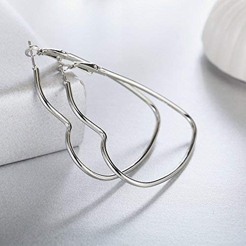 Yukhins Women Girls Stainless Steel Hoop Geometric Heart Triangle Hook Simple Fashion Earrings（Heart55Silver） #TOP4