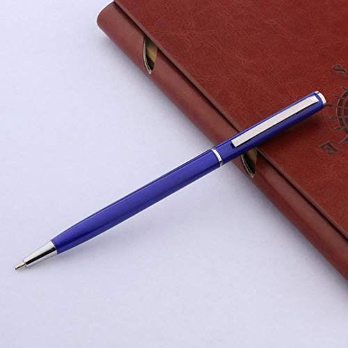 Stylo à bille en acier inoxydable de givré classique or signature stylo à bille encre papeterie fournitures de bureau, bleu argent Cover
