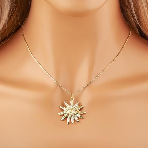 Collier oeil rétro avec pendentif géométrique texturé durable