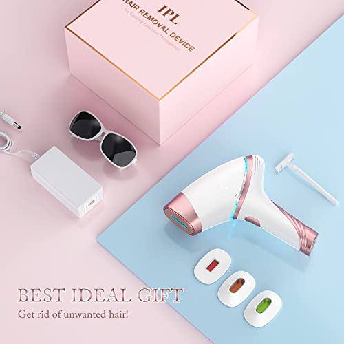 IPL Laser Hair Removal Device for Women and Men, Upgrade At-Home Permanent Painless Hair Removal with Ice Compress System for Armpits, Bikini Line and Whole Body