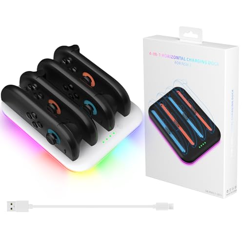 Switch 2 �W���C�R���p �[�d��y2025�V�o��zPhyiFlbey �j���e���h�[�X�C�b�`2 �p 4in1 ���[ ��̌^ Switch 2 �[�d�X�^���h RGB���͋C���t�� �}���[ �d ��t�ȒP �ȃX�y�[�X �X�C�b�`2 ���Ӌ@��Ή� ��