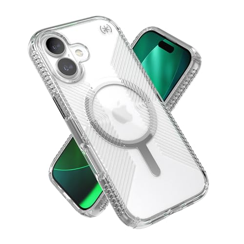 Image of Speck Presidio Perfect Clear Grip for iPhone 17 Case, MagSafe-Compatible, Slim Protective Case, Clear /Clear /Silver