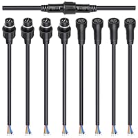 wecan 5-poliges wasserdichtes Kabelverbinder-Set, 18 AWG, 28 cm Stecker/Buchse mit verzinntem Anschluss für wasserdichte Kabelstecker (4er-Set, schwarz)