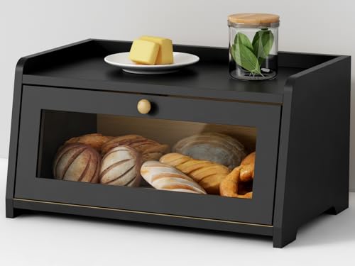 Goozii Black Bamboo Bread Box