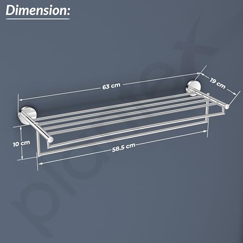Image of Plantex 304 Grade Stainless Steel 24 inch Folding Towel Rack for Bathroom /Towel Stand /Hanger /Towel Bar /Bathroom Accessories - Oreo (Chrome)