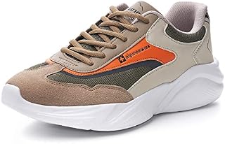 Alpine Swiss Stuart Mens Chunky Fashion Sneakers, Orange Olive, 12