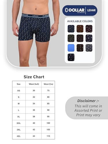 Image of Dollar Lehar Mens Combed Cotton Trunk - Pack of 2 - Actual Print May Vary