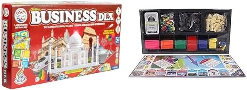 Ratna's Business 5 in 1 Deluxe Game with Plastic Money Coins to Learn Trading - Educational Board Game with Other Games Like Snake & Ladders, Ludo, Car Rally, and Cricket for Kids