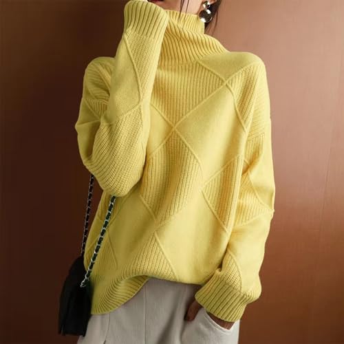 Women Cashmere Turtleneck Sweater,Lady Cashmere Blend Loose Warm Sweater Turtleneck Long Sleeve Tops4
