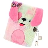 ibasenice Cuaderno de Peluche para Niñas de 8 a 12 Años con Cerradura, Diario Infantil Colorido, Tamaño Portátil, Cuaderno de Peluche con Candado para Uso Escolar y Personal, Obsequio