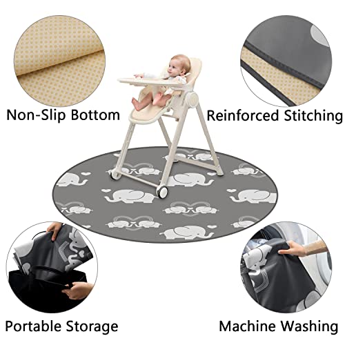 Baby Splat Mat For Under Highchair, Waterproof Anti-Slip Floor Food Splash Spill Mess Mat Portable Multi-Purpose Round Play Mats For Babies Kids Toddlers Letter Art Crafts Pet Picnic Mat #TOP3