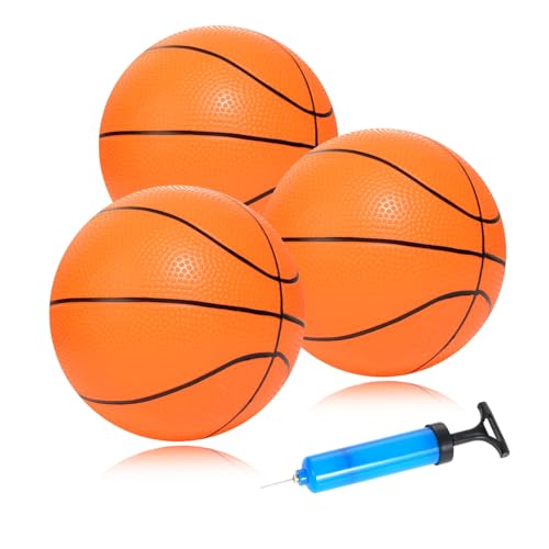 INTOWIND Mini Basketballs 3 Pack - 7inch Small Basketball Size 3 Set with Pump Needle - Ideal for Mini Hoop, Outdoor & Indoor Play, Pool Parties - Kids Basketball Party Favors