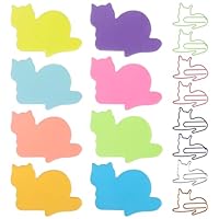 Ymapinc Cat Sticky Notes - 240 Pcs Colorful Shaped Memo Pads with Paperclips, Cute Stationery for Office & School Supplies