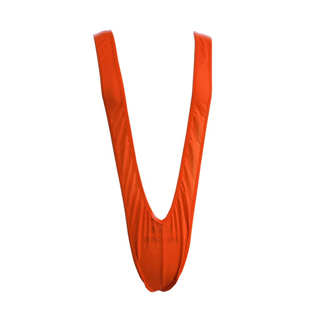 Junhouse Mankini Men's Mankini Borat One-Piece V Sling Stretch Underwear Swimsuit Thong Wrestling Singlet Bodysuit Stag Party Fancy Dress Costume Suspender Strap Thongs Jockstrap Bodysuit (Orange)