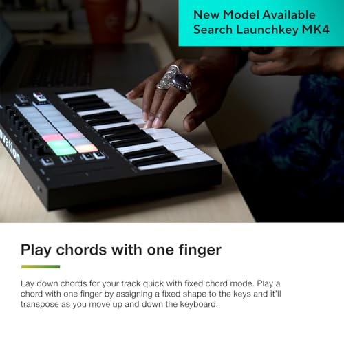 Image of Novation Launchkey Mini [MK3] - Portable 25-Key, USB, MIDI Keyboard Controller with DAW Integration, Chord Mode, and Arpeggiator - for Music Production