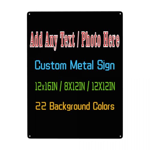 Personalised Metal Sign with Any Photo, Text, Logo Custom Memorial Wall Plaque Warning Sign for Street, Bar, Cafe, Garden Waterproof Outdoor Welcome Sign Home Decoration Gifts 30x40cm, Vertical