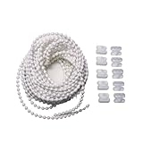 4.5mm White Plastic Ball Bead Chain Repair for Roller Blind Fitting, 10M Roller and Roman Shade Blind Beaded Chain Cord (10.94 Yards)
