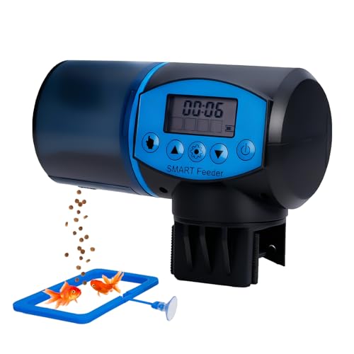Futterautomat Aquarium, Futterautomat für Fische mit LCD-Display Automatischer Zuführer für Aquarien, Kann für Vier geplante Fütterungszeiten eingestellt Werden (Enthält Keine AA-Batterien)