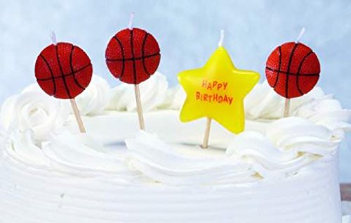 Biedermann & Sons Set of 4 Sports Theme Birthday Candles, 12 Packages, Basketball