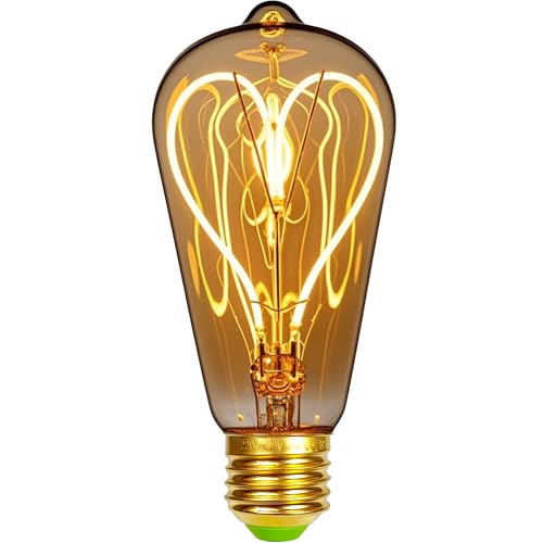 TIANFAN Lampadine LED Vintage 4W Dimmerabile Forma Irregolare 220/240V Edison Vite E27 Base Speciale Lampadina Decorativa Antica (ST64 Cuore)