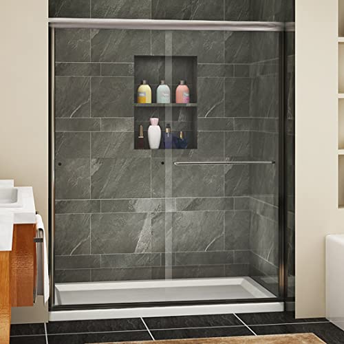 SUNNY SHOWER Semi-Frameless Shower Door Glass Sliding Design Bathroom Shower Enclosure 1/4" Clear Glass, Brushed Nickel Finish, 60" x 72" Glass Shower Door SUNNY SHOWER Semi-Frameless Shower Door Glass Sliding Design Bathroom Shower Enclosure 1/4" Clear Glass, Brushed Nickel Finish, 60" x 72" Glass Shower Door