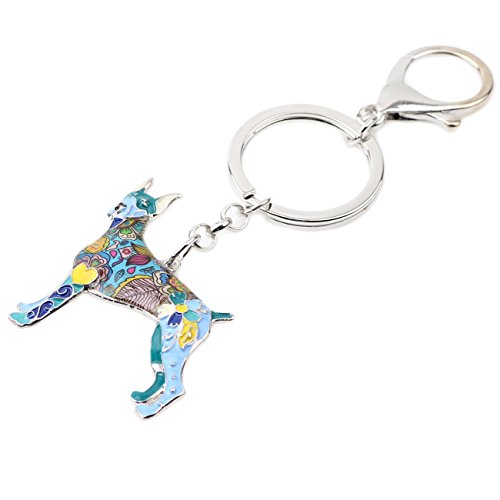 WEVENI Enamel Alloy Doberman Dog Keychain Accessories Jewelry Charms For Women Girls Bag Car Wallet2
