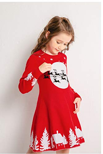 SMILING PINKER Girls Christmas Ugly Dress Reindeer Santa Warm Sweater Jumper4