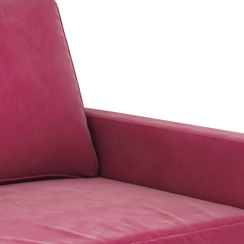 Juego de sofás de 3 piezas con cojines rojo vino de terciopelo – Componible moderno con 4 cojines de rodillo y 6 respaldos – Estructura robusta de madera contrachapada y metal para salón