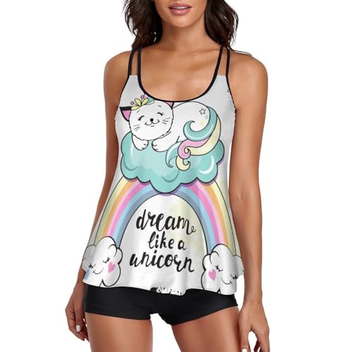 Maillot de bain tankini licorne paresseuse avec short pour femme