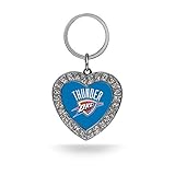 Rico Industries NBA Oklahoma City Thunder Metal Rhinestone Heart Keychain 1.38 x 3-"