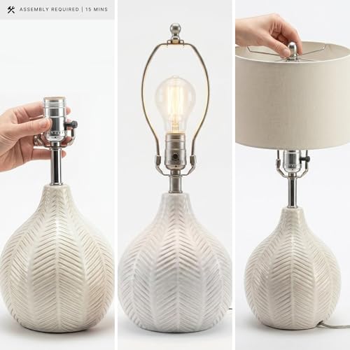 Signature Design by Ashley Rainermen Ceramic Table Lamp, 21", Off White - Image 3