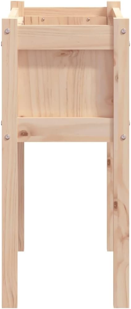 Rectangular Garden Planter, Natural Pine Solid Wood, 27.6x27.6x27.6 Inch, Rustic Finish, Outdoor Raised Garden Bed for Patio, Balcony, Herbs