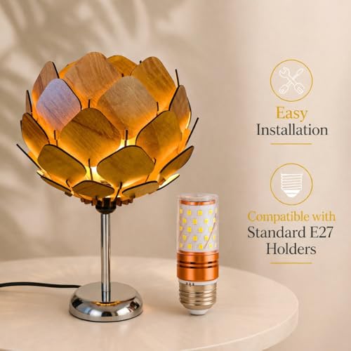 Image of Handcrafted Wooden Table Lamp, Minimalist Lighting for Bedroom, Living Room & Office, Eco-Friendly Desk Lamp, LED Bulb Compatible, Rustic Home Decor Accent Light