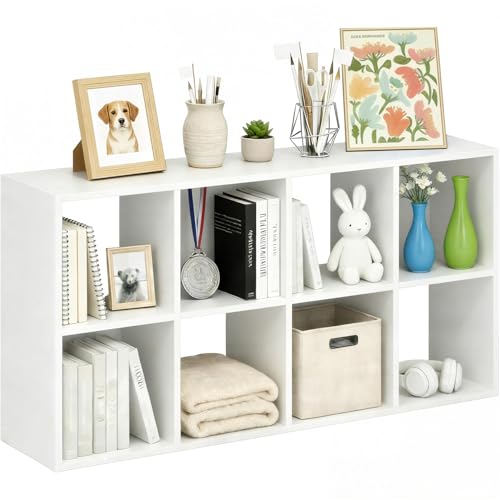 SageNest 8-Cube Storage Organizer Shelf, Open Cube Bookshelf, Reversible Bookcase,