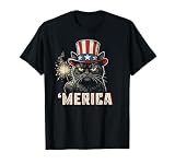 USA Merica Cat 4th of July Men Women Kids Funny Patriotic T-Shirt