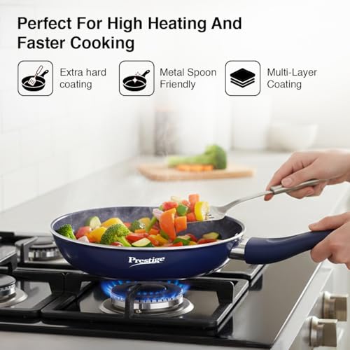 Image of Prestige Ceraglide Ceramic Coated 20 cm Non-Stick Fry Pan | Consumes Less Oil | PreferredFor High Heating & Even Heating | Stain-Resistant | Gas & Induction Compatible