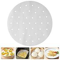 100 Pezzi 20cm Carta Al Vapore Rotonda Carta Pergamena Anti-Aderente Carta Forno per Friggitrice ad Aria Foglio Perforato Carta Fumante