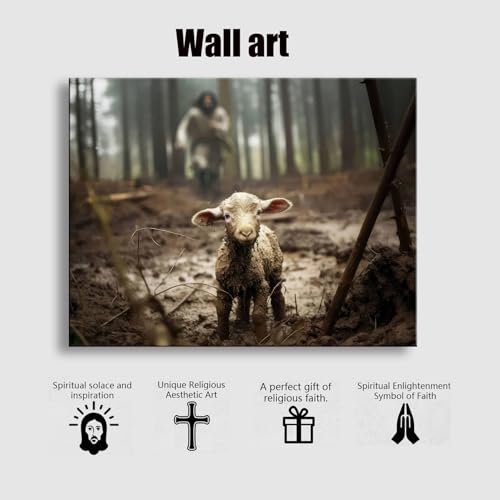 Ploceiny Christian Wall Art Faith Christ decorations Jesus and Lamb wall decor Picture Christian gifts for women serenity prayer wall Prints for prayer room home decor A-347 by Ploceiny - Used condition - Image 4