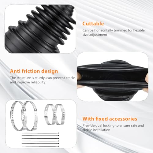 2 Stück CV Manschetten Reparatursatz, Antriebswellen-Faltenbalgsatz, Achsmanschette zum Kleben & Reparatursatz für 19-24mm Wellen, mit Schellen Kabelbindern, Staubdichtes Silikon Achsmanschettensatz