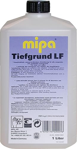 MIPA Tiefgrund LF Grundierung farblos, lösemittelfrei, zur Verfestigung sandender und kreidender Untergründe sowie zur Regulierung der Saugfähigkeit, 1 Liter