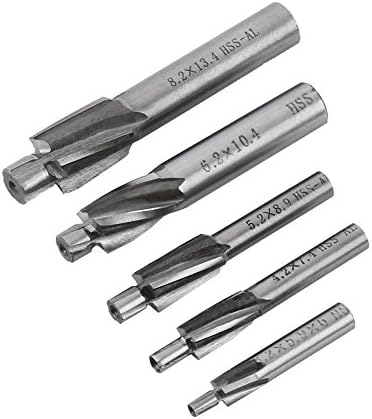 5pcs Counterbore Drill Bits Set, 4 Flutes Straight End Mill Cutter HSS Countersink Slot End Mill Cutter M3-M8 for Copper Aluminum Cast Iron