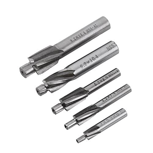 5pcs Counterbore Drill Bits Set, 4 Flutes Straight End Mill