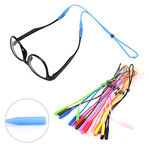 Hifot Adjustable Eyeglasses Strap Eyewear Retainer 12 Pack with Glasses Cleaning Cloth,Silicone Sunglasses Holder Strap,Eyeglasses Retainer